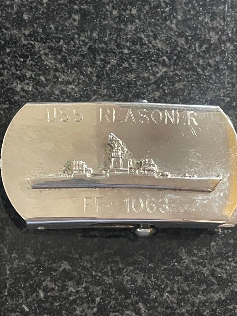 USS Reasoner FF-1063 Silver tone Belt buckle